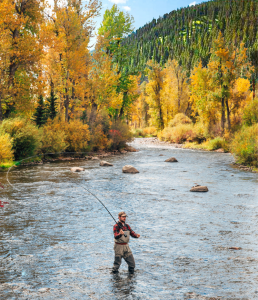 Man fly fishing in the river