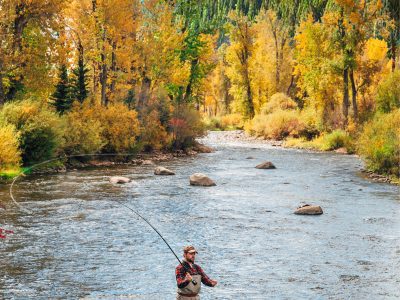 Man fly fishing in Rock Creek in Montana