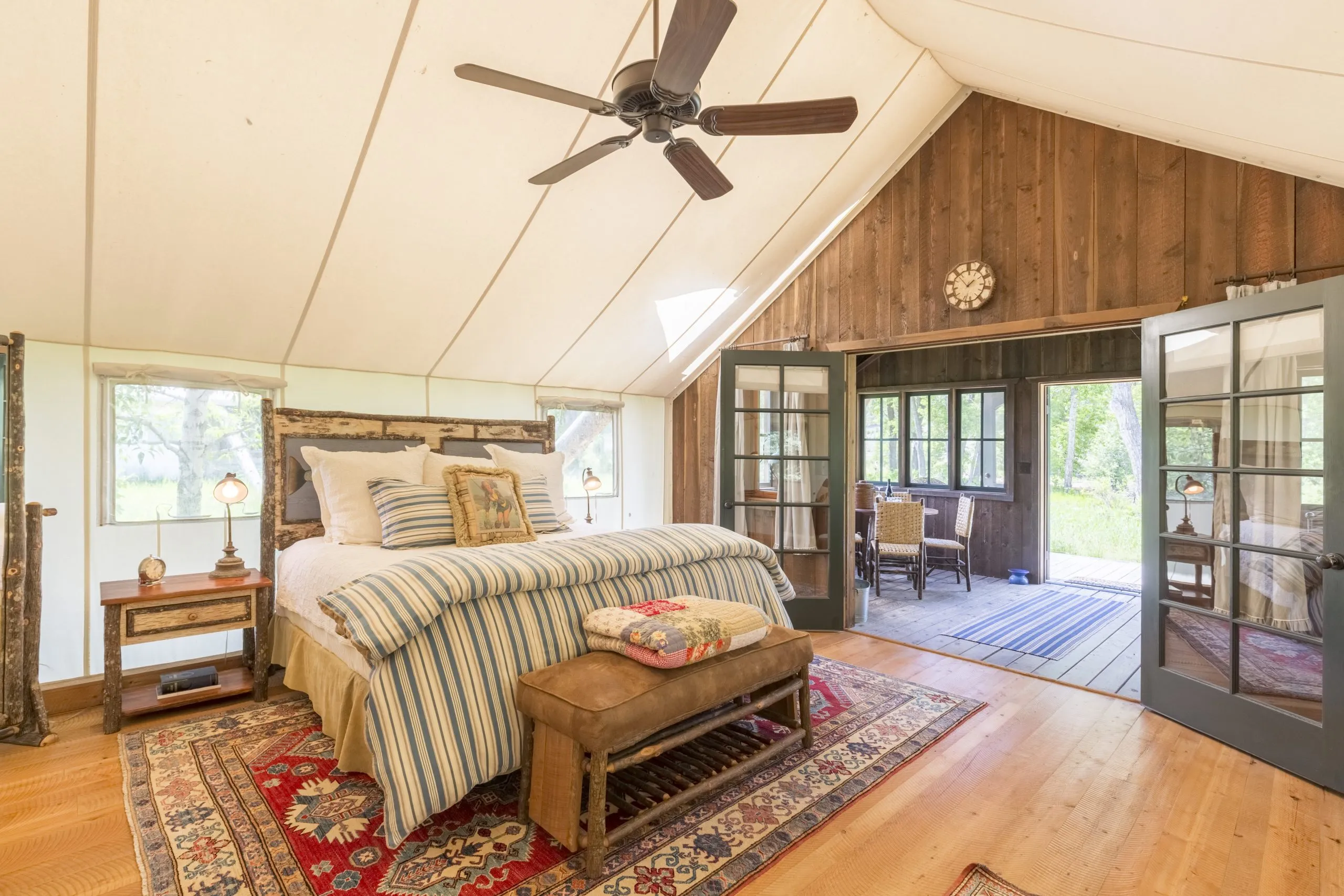 Canvas cabin bedroom