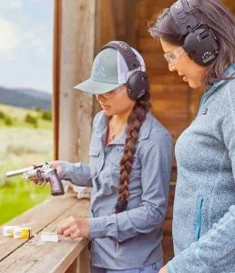 Two women at gun range