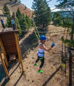 Woman in ropes course