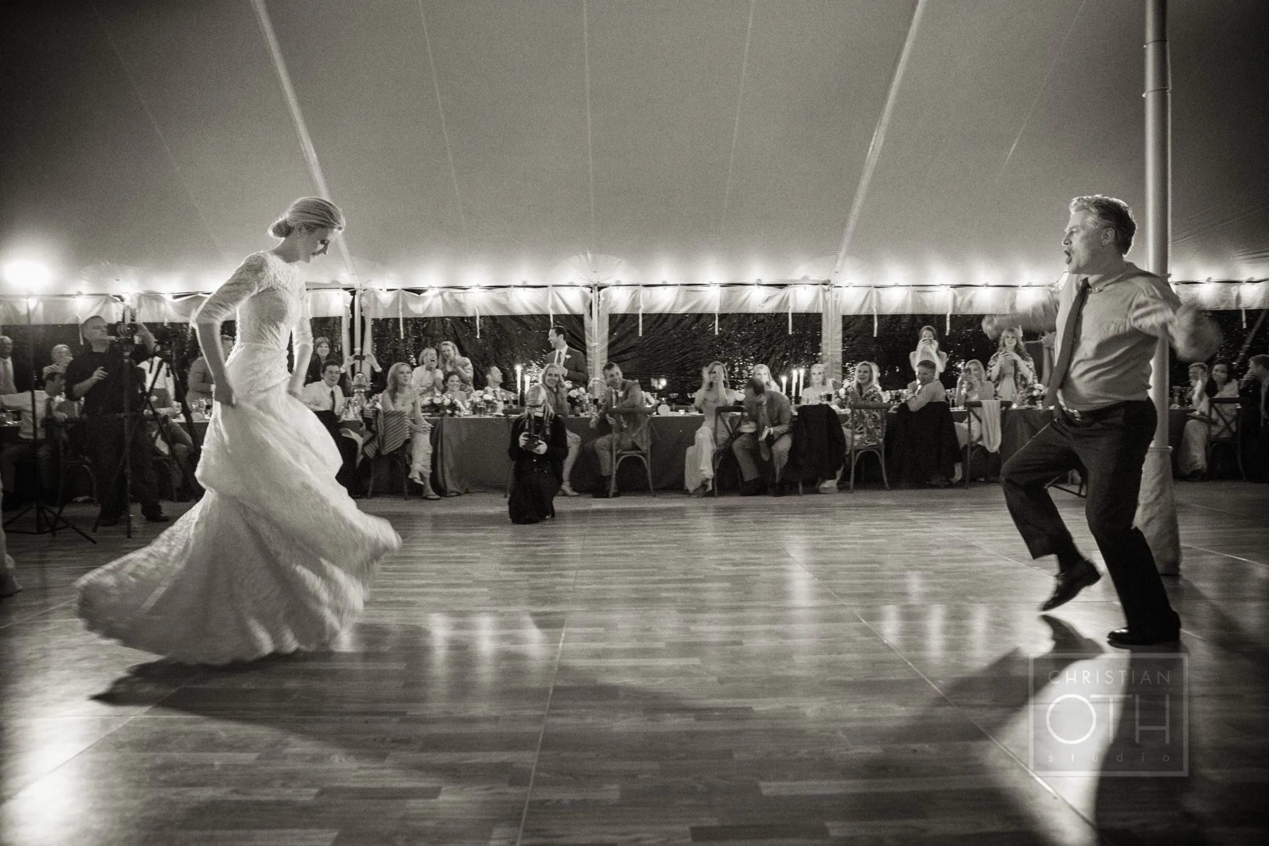 Bride and father dancing on the dance floor