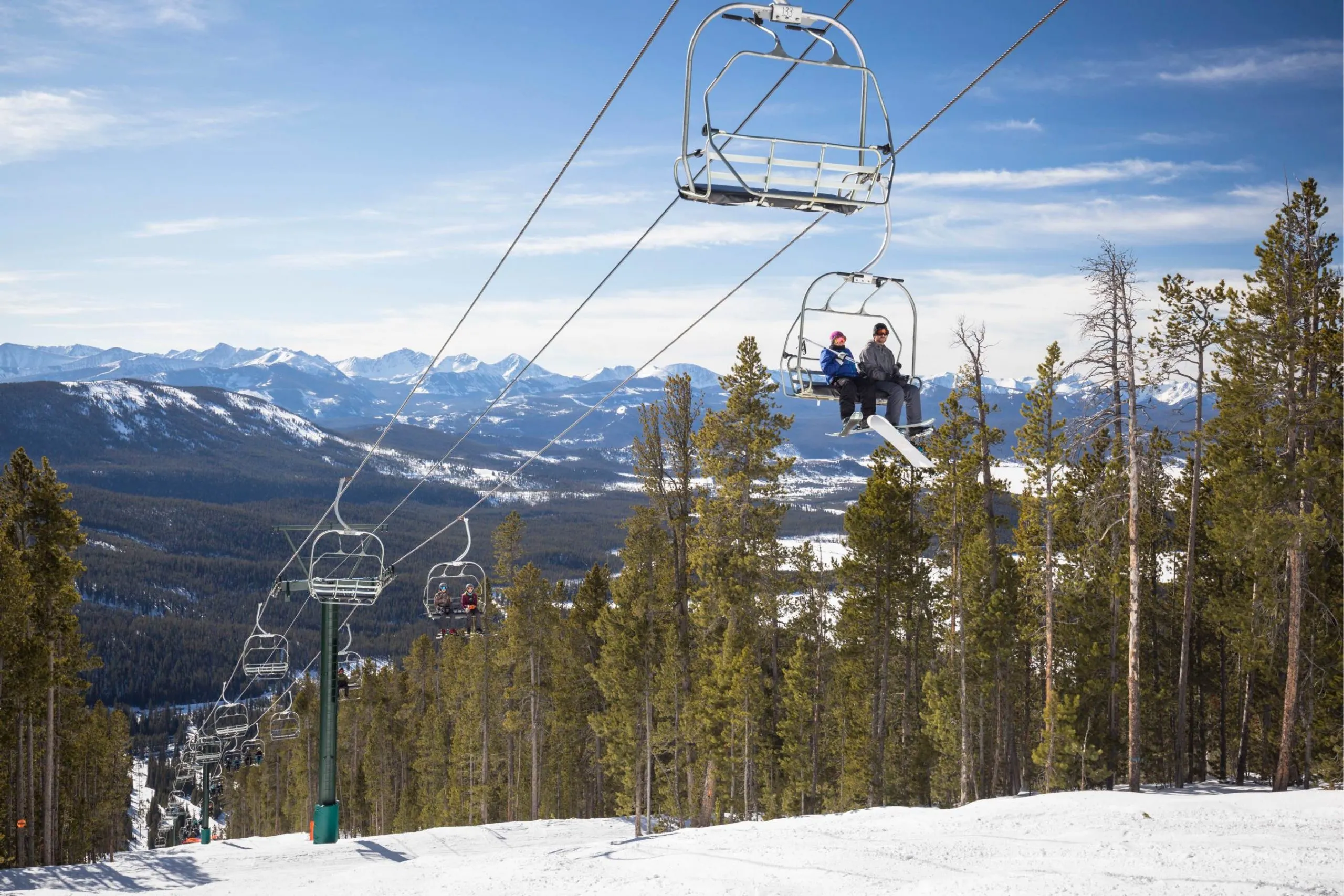 Two people on a ski lift