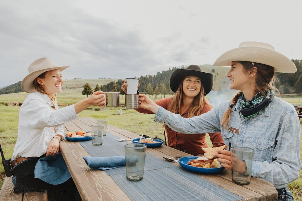 Group enjoying a cowboy breakfast
