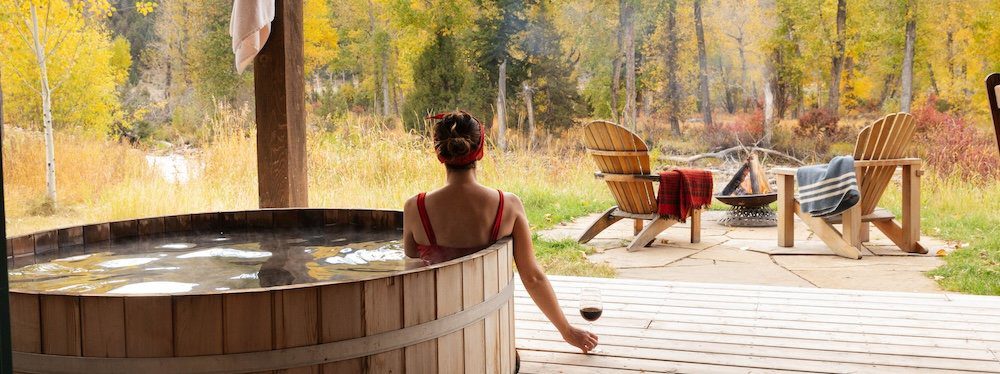 Sweet Grass Cabin Hot Tub in the Fall