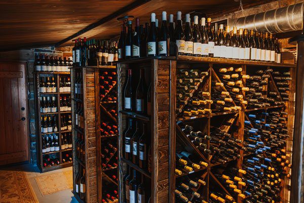 Wine cellar full of wine bottles