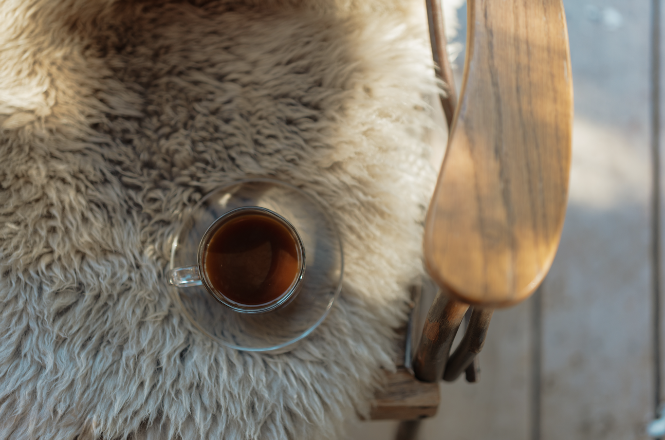 Cup of hot cider glistening in the sunlight