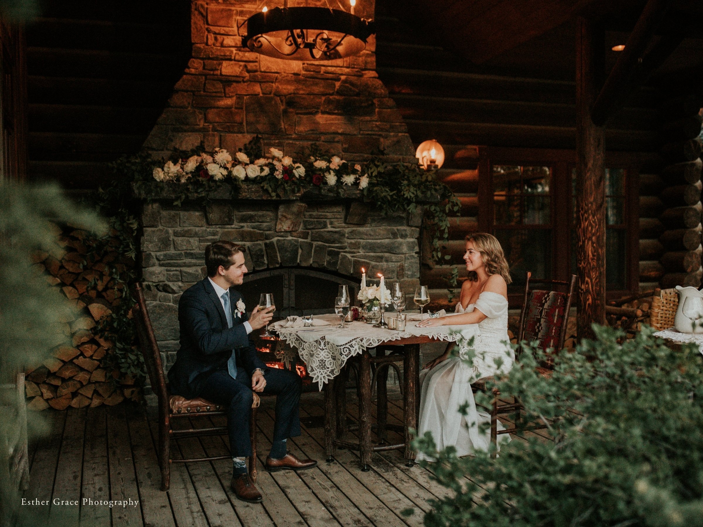 Elopement dinner at The Granite Lodge Dining Room